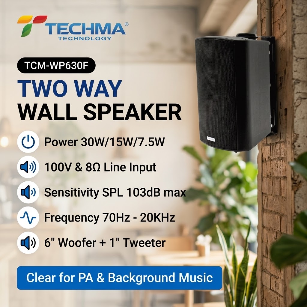 30Watt Universal Two Way Analog Wall Speaker - TCM-WP630F