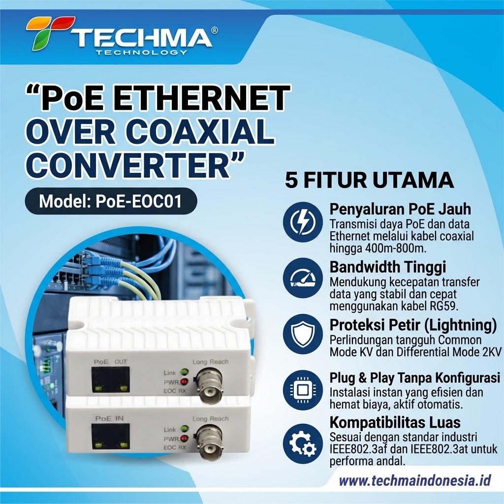 PoE  Ethernet Over Coaxial Converter - POE-EOC01