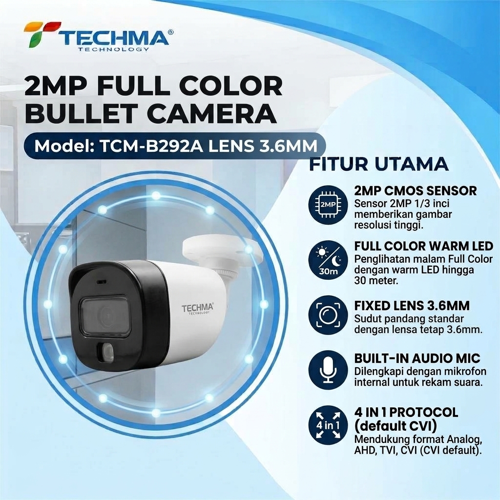 CVI AUDIO OUTDOOR FULL COLOR 2MP CAMERA - TCM-B292A