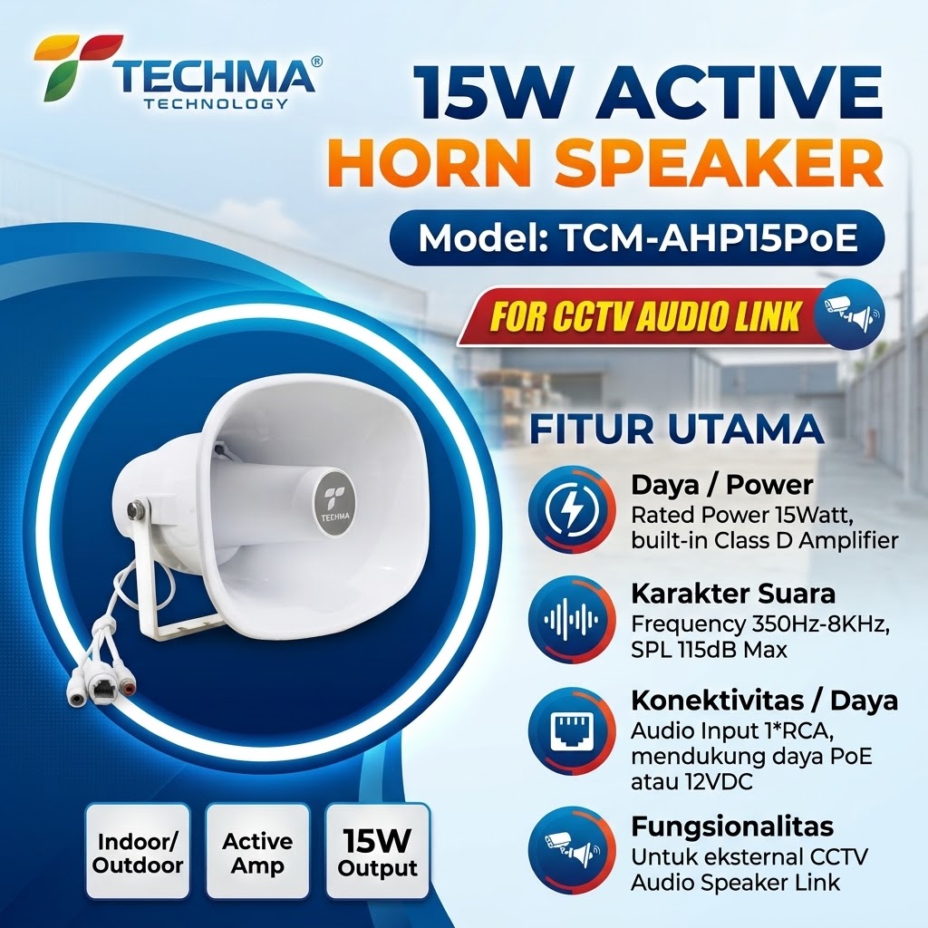 15W POWERED ACTIVE HORN SPEAKER -TCM-AHP15PoE